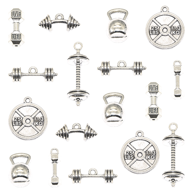 Kettlebell - 10pcs Kettlebell Dumbbell Barbell Charms Alloy