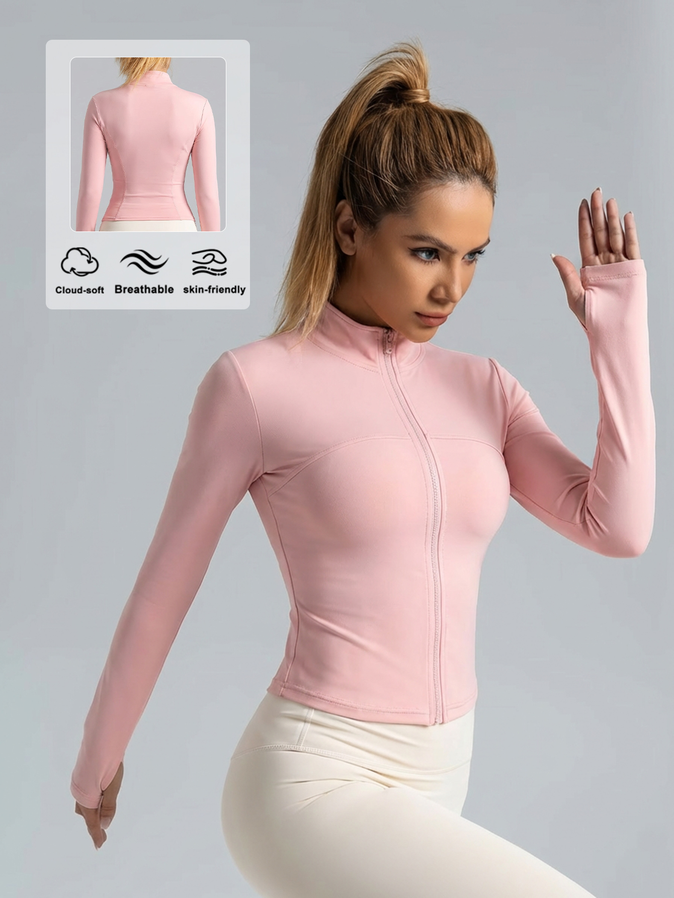 New Women Light pink Yoga Coat - đánh giá và giá Yoga Fitness Wear